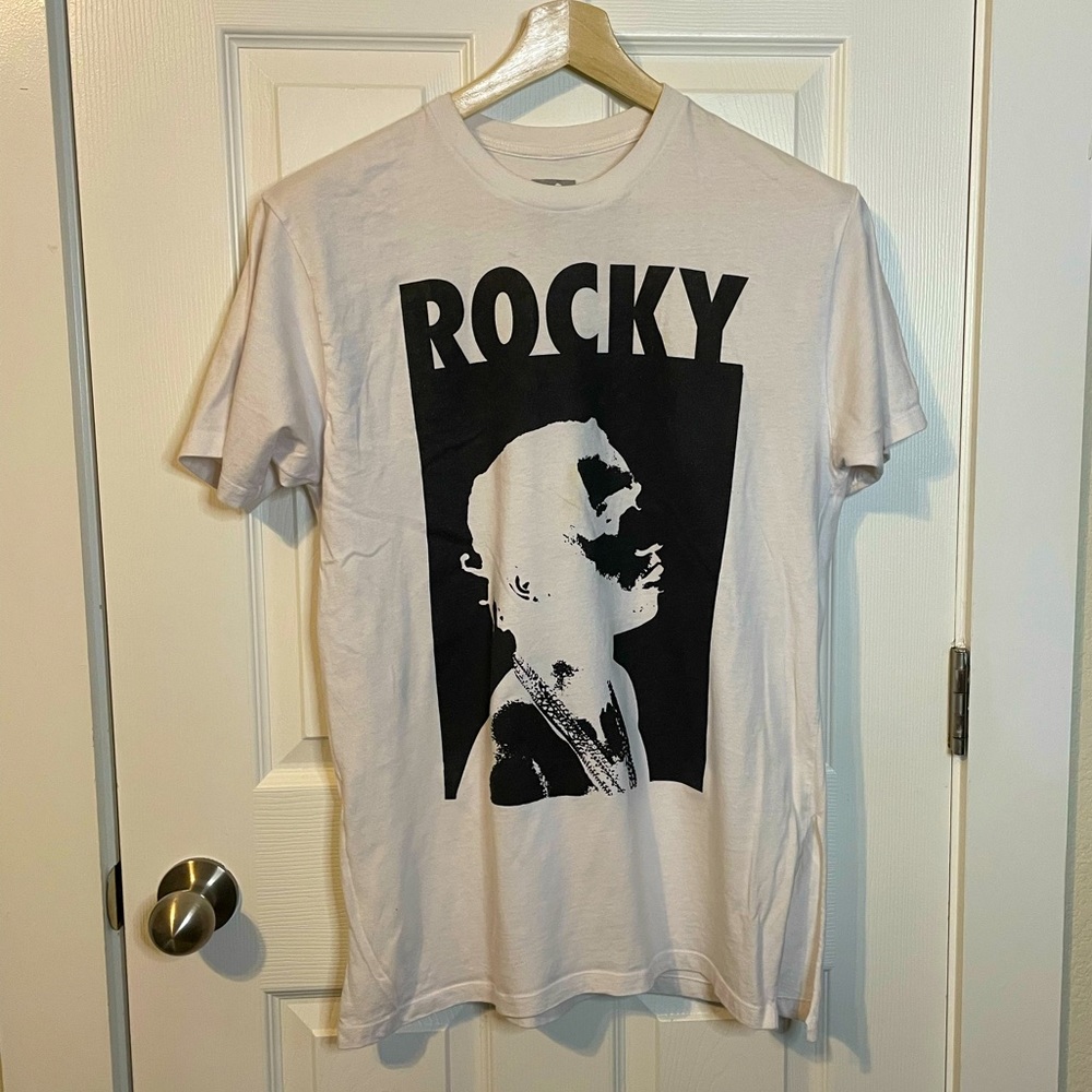 ASAP A$AP Rocky white w/ inverted & posterized black profile graphic tee sz L